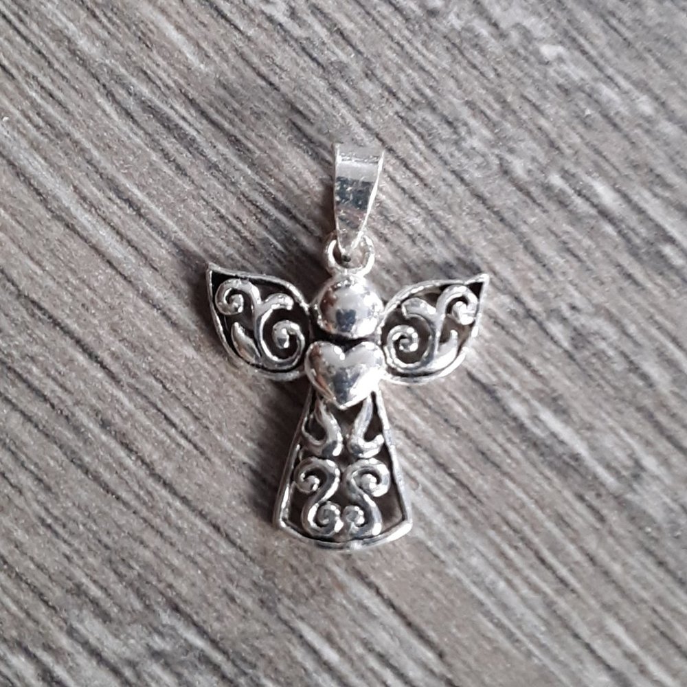 Sterling silver filigree angel charm pendant